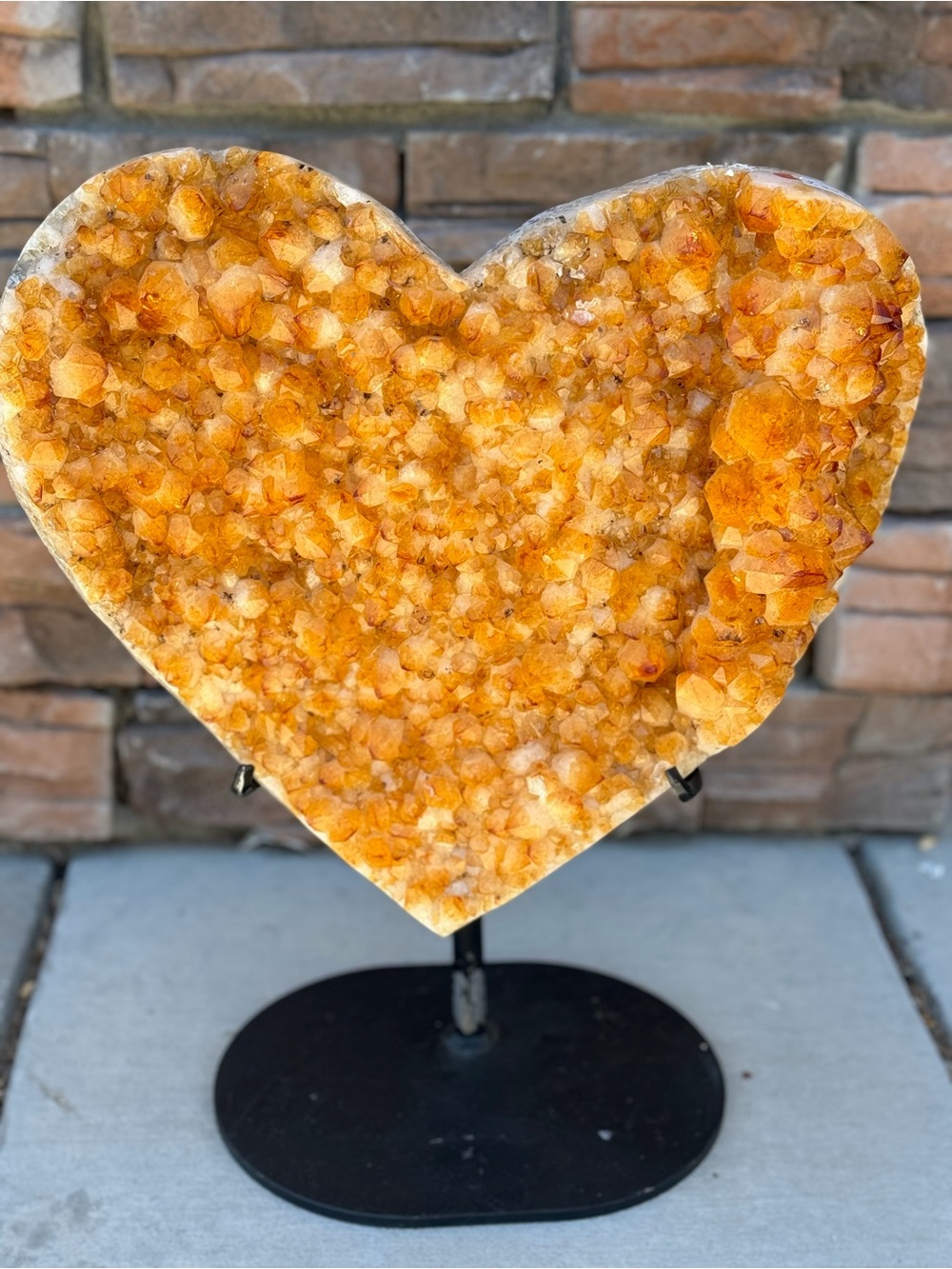 Large Golden Citrine Druzy Heart on Stand — 18” x 16” - Picture 3 of 11